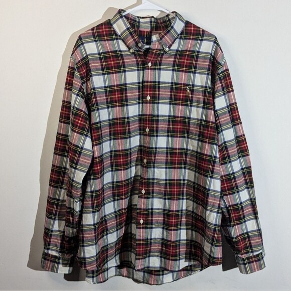 Ralph Lauren Blue Label Plaid Yellow Pony Logo Button Down Long Sleeve Shirt - Picture 1 of 9